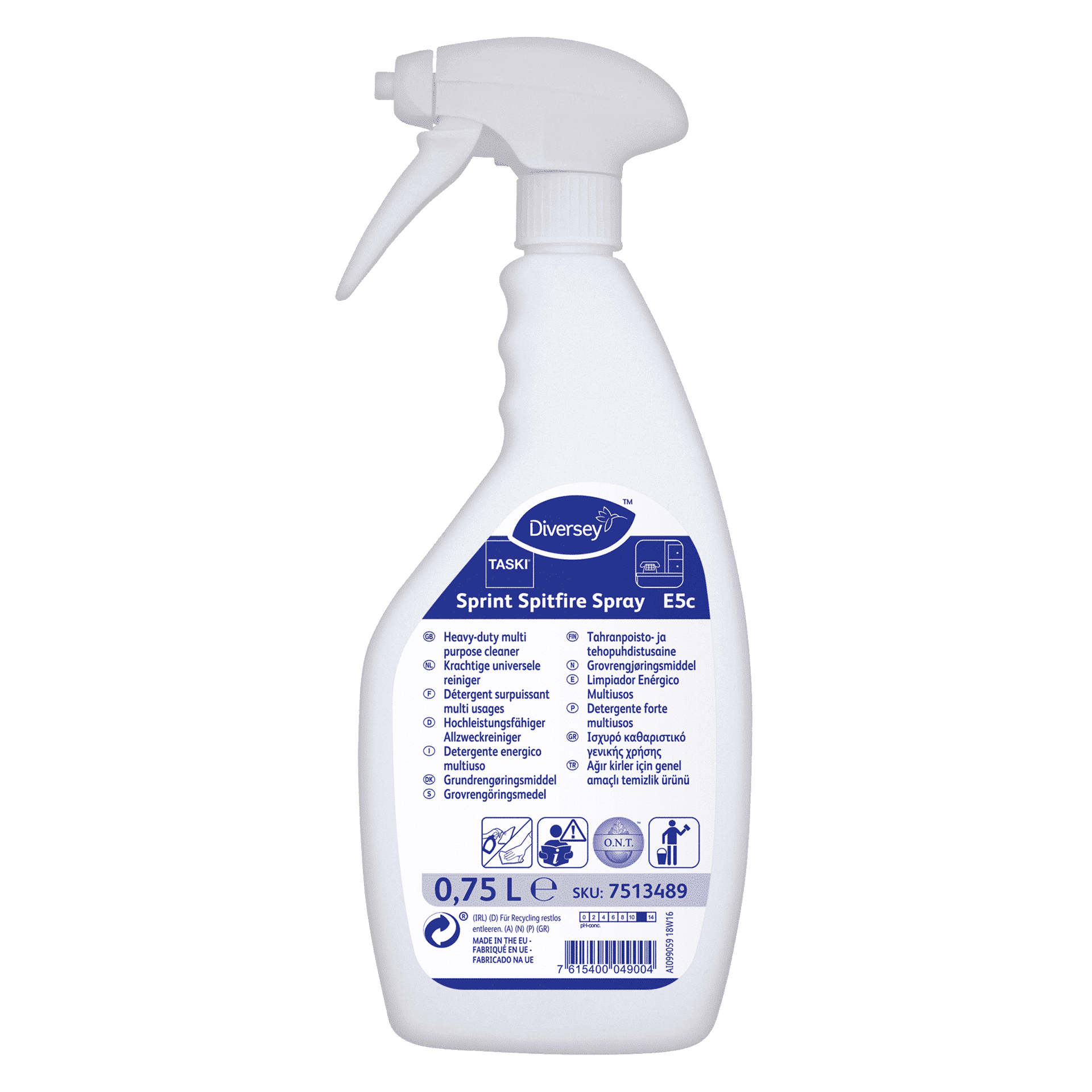 Diversey Taski Sprint Spitfire Spray, 750ml для видалення плям від скотчу, маркеру, нафтових продуктів, мінеральних та харчових жирів.